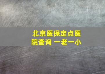 北京医保定点医院查询 一老一小